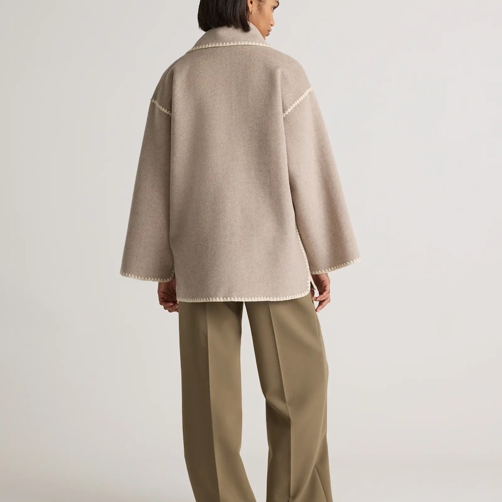 NWT Quince Double-Faced Merino Wool Scarf Coat in Oat color size Large - Picture 13 of 14
